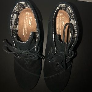 Black TOMS wedge booties- barely worn